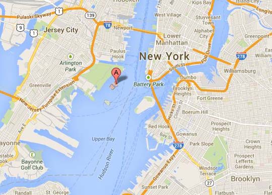 Ellis Island location map
